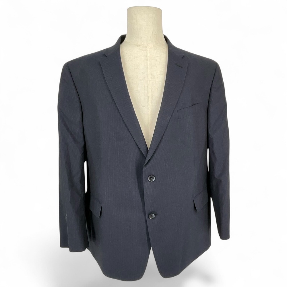 Tommy Hilfiger Mens Navy Blue 100% Wool 2 Button Blazer Sport Coat Preppy